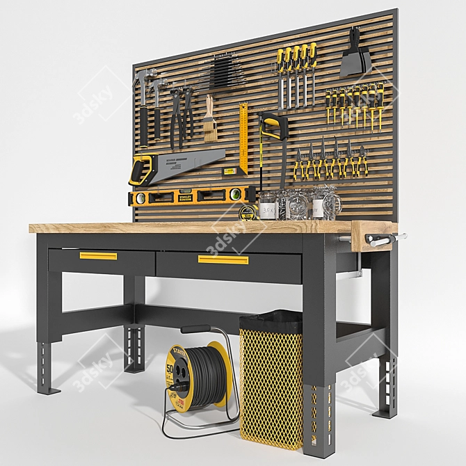 Sturdy Craftsman Workbench 3D model image 3