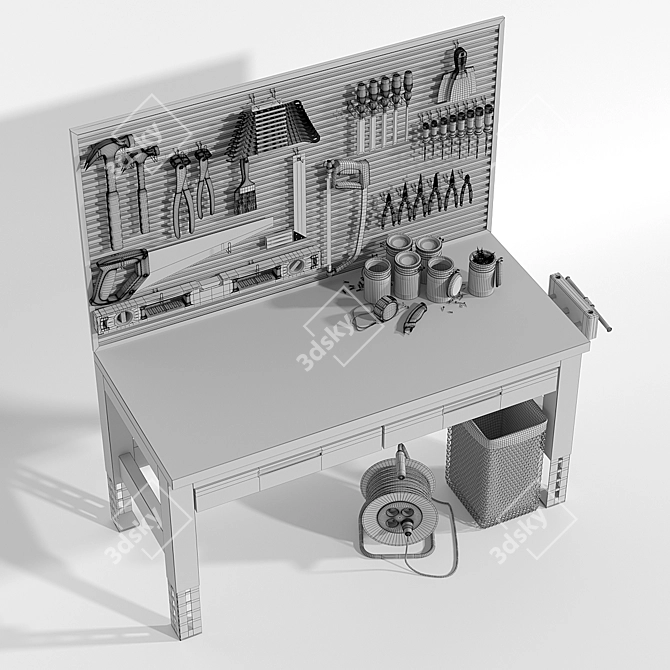 Sturdy Craftsman Workbench 3D model image 6