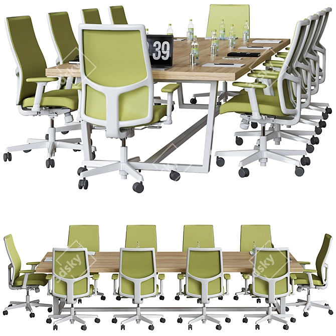 Optimized High Detail Conference Table 3D model image 1