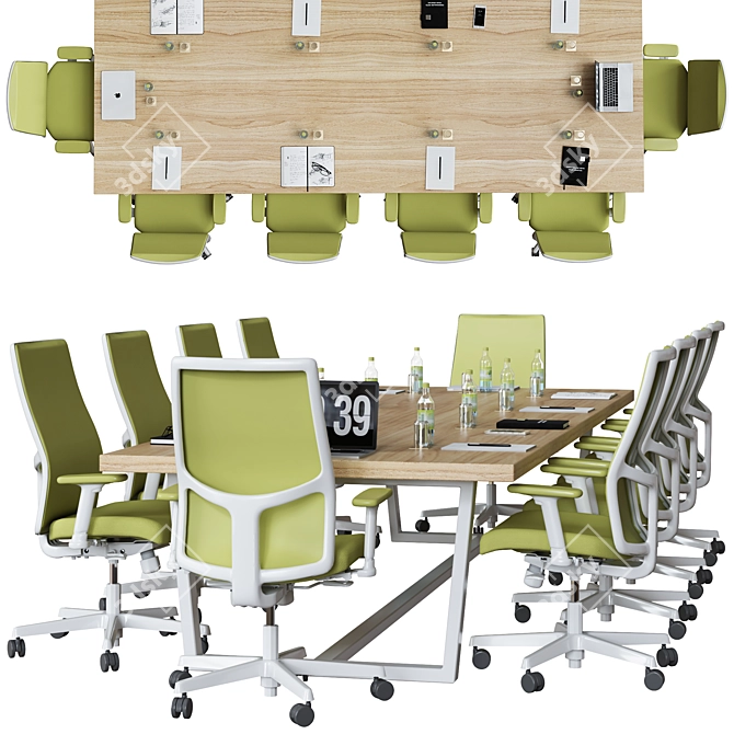 Optimized High Detail Conference Table 3D model image 3