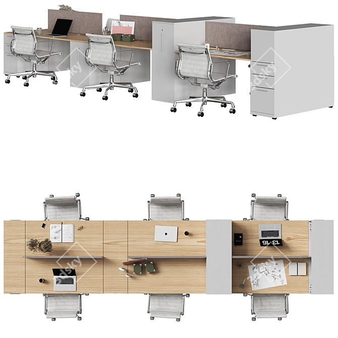 Optimized Office Set: High Detail & Close-Up Ready 3D model image 3