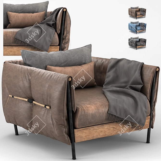 Elegant Leather Armchair 3D model image 1