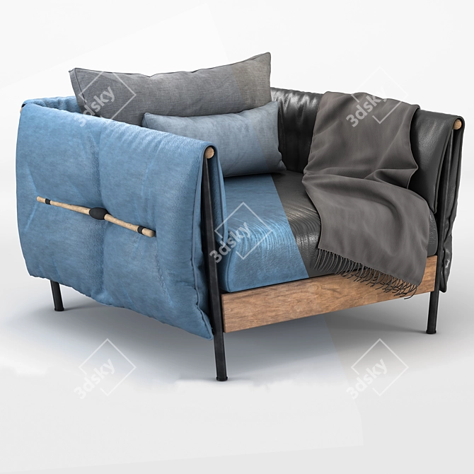 Elegant Leather Armchair 3D model image 2