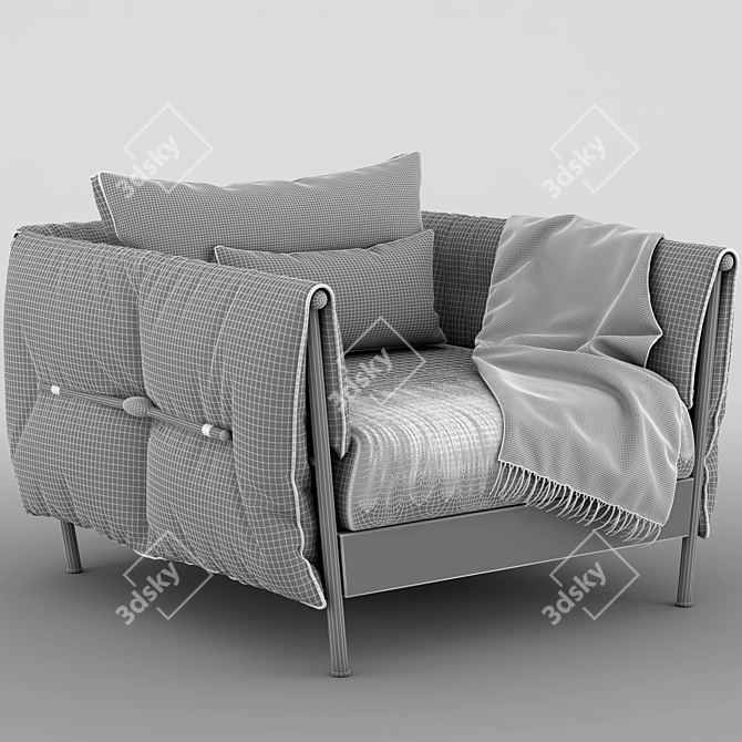 Elegant Leather Armchair 3D model image 5