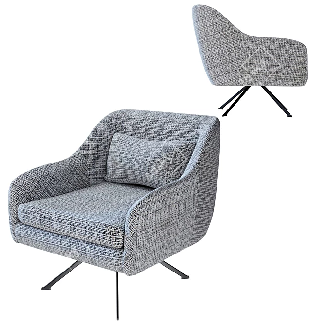 Modern Swivel Armchair: Iceland Black White 3D model image 1