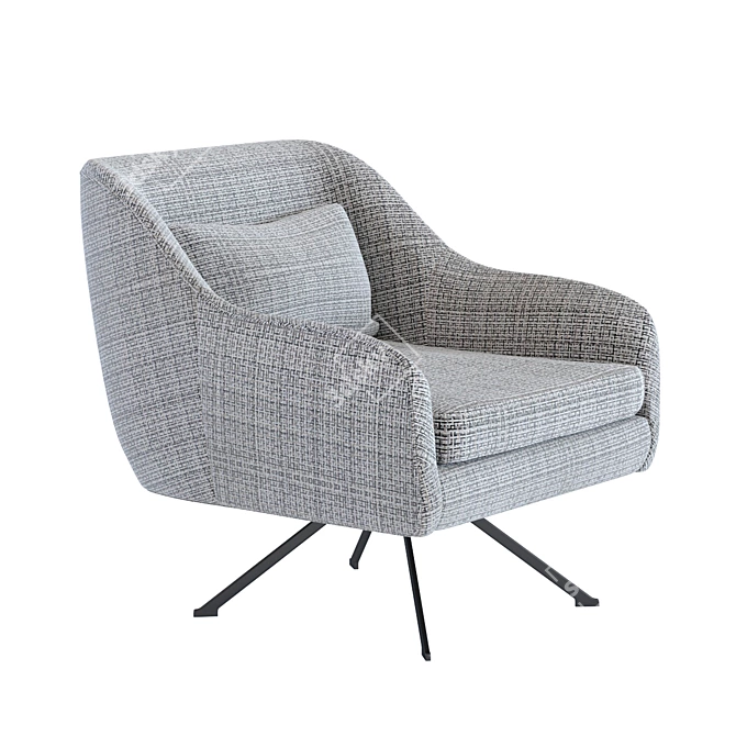 Modern Swivel Armchair: Iceland Black White 3D model image 3