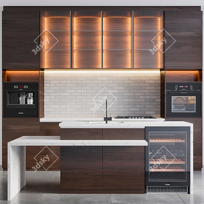 Modern Kitchen Set - V-Ray & Corona Compatible 3D model image 1