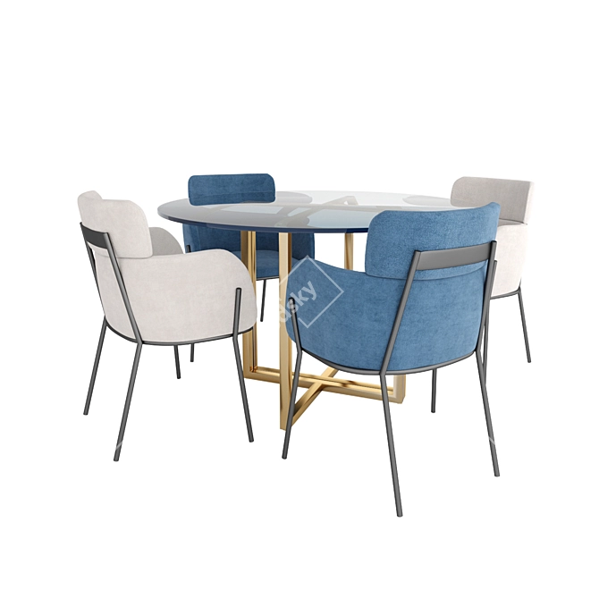 Modern Azalea Chair: Silverado Brass 3D model image 2