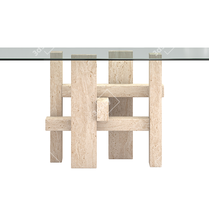 Sculptural Belgian Dining Table 3D model image 3