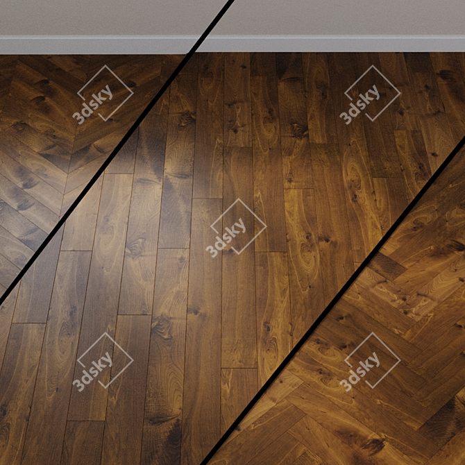 Smoky Oak Rustic Parquet Board 3D model image 1