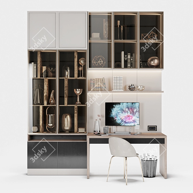 Title: Modern Workplace Desk 3D model image 2