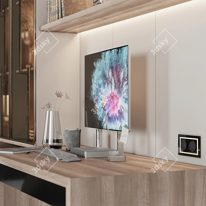 Title: Modern Workplace Desk 3D model image 3