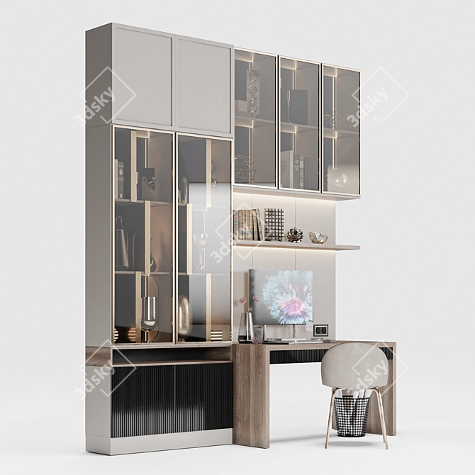 Title: Modern Workplace Desk 3D model image 4