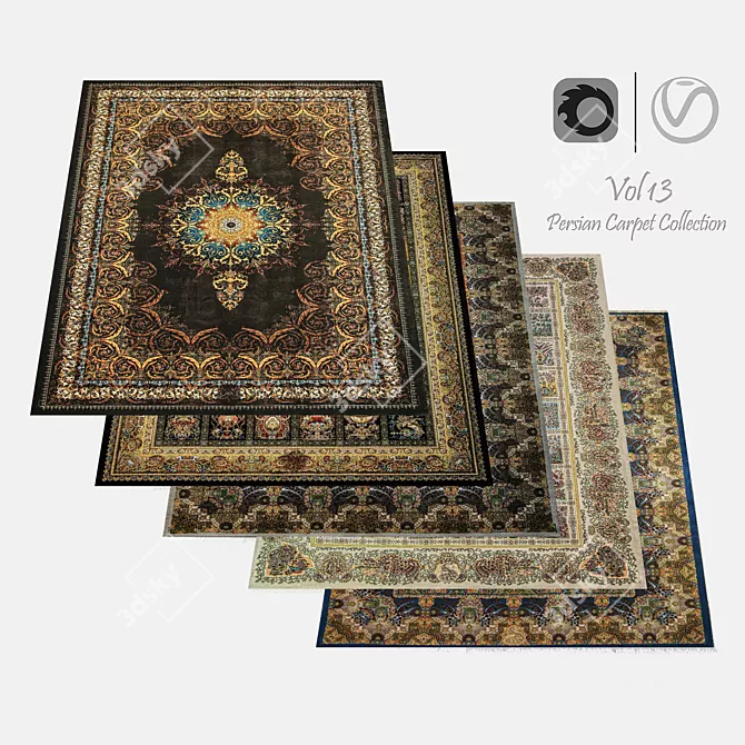 Luxury Persian Carpet Collection 3D model image 1