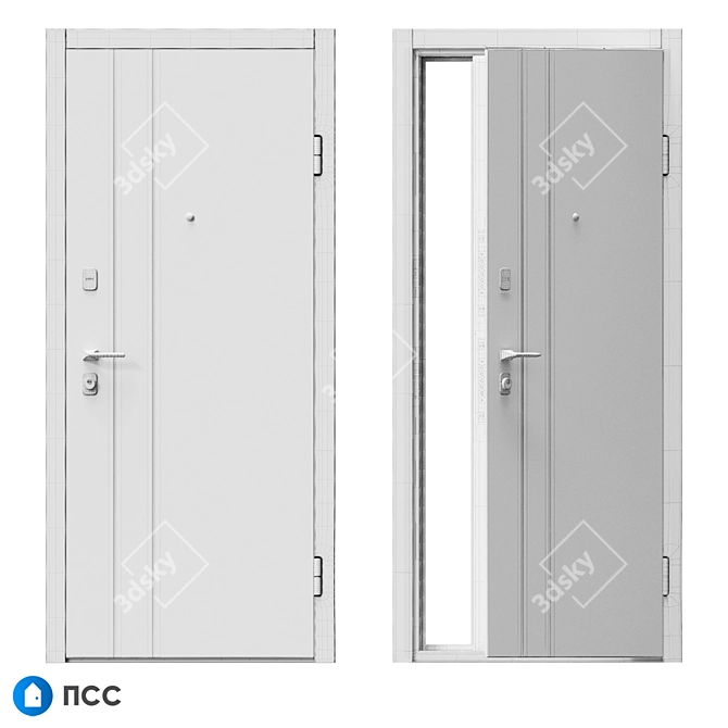 Modern Style Entrance Door - LINE-96 3D model image 5