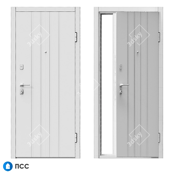 Modern Style Entrance Door (LINE-99) 3D model image 5