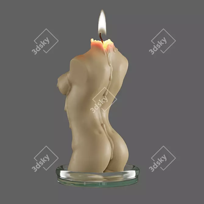 ZBrush Sculpted Candle: Artisanal Home Decor 3D model image 2