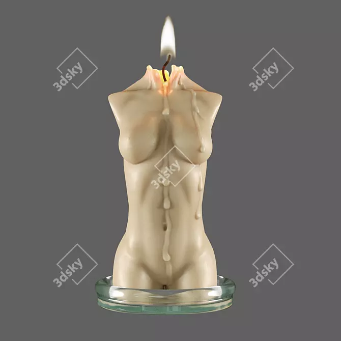 ZBrush Sculpted Candle: Artisanal Home Decor 3D model image 4