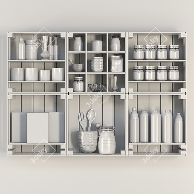 Title: Versatile Decor Box for Spices, Groceries & Cutlery 3D model image 2