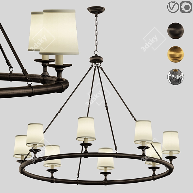 Elegant Devon Round Chandelier 3D model image 1