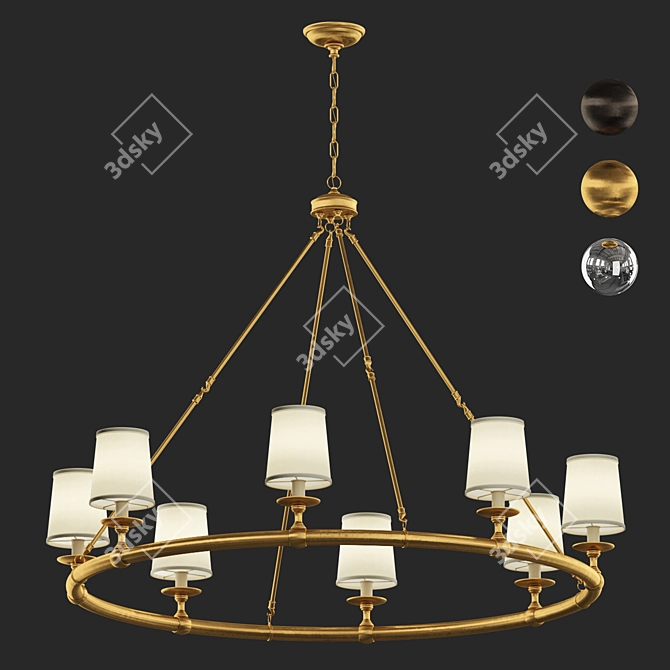 Elegant Devon Round Chandelier 3D model image 2