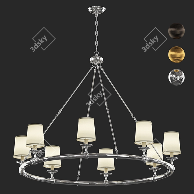 Elegant Devon Round Chandelier 3D model image 3