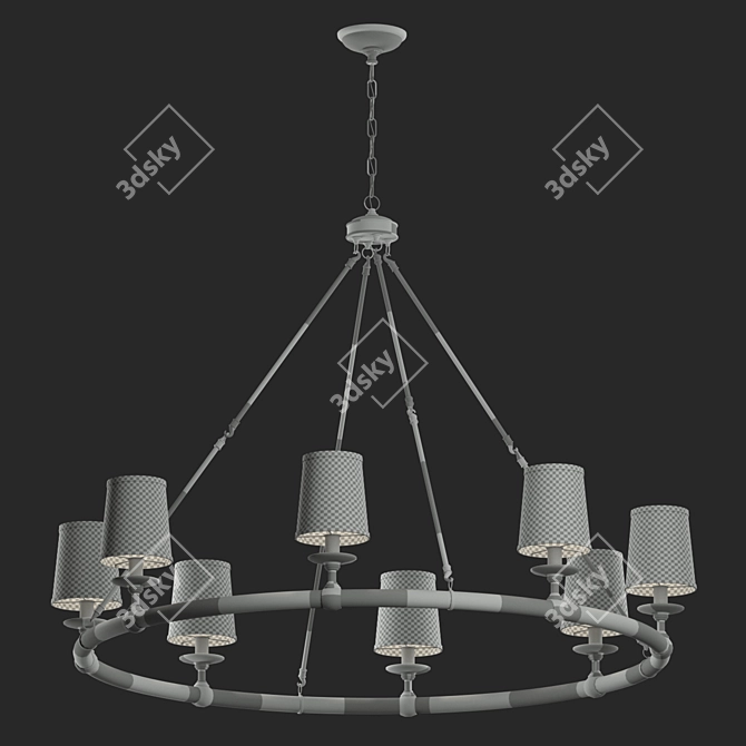 Elegant Devon Round Chandelier 3D model image 4