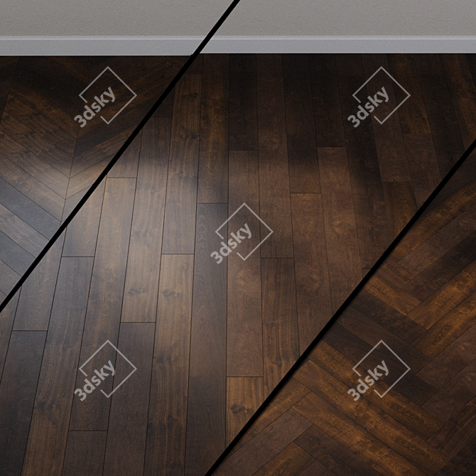 Smoked Oak Parquet Board by HARO: 1-Strip XL 4V 3D model image 1