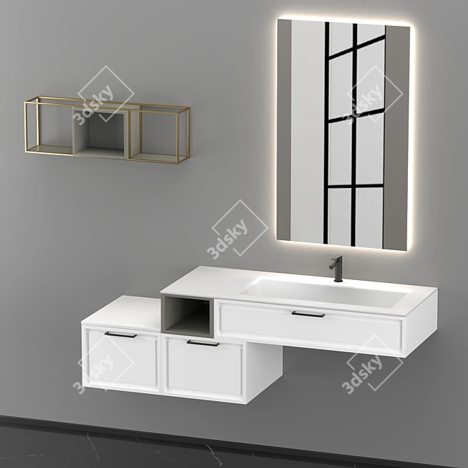 Dynamic Horizontal Bathroom Composition 3D model image 1