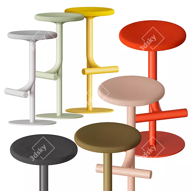 Elegant Adjustable Bar Stool 3D model image 2