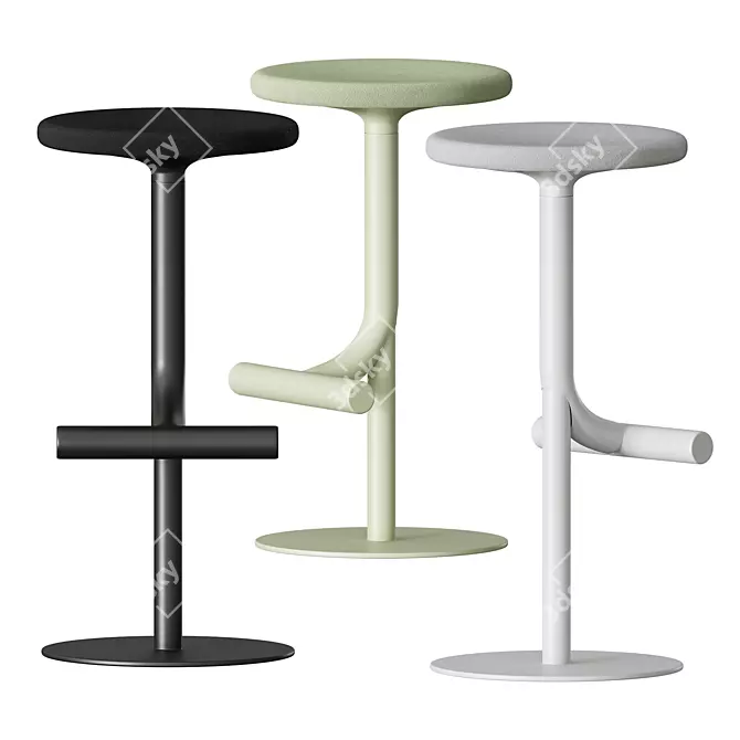 Elegant Adjustable Bar Stool 3D model image 4