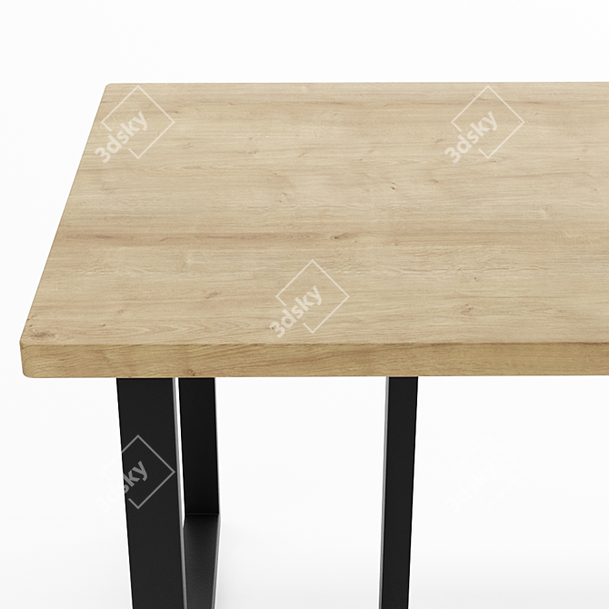 Industrial Oak Loft Table 3D model image 2