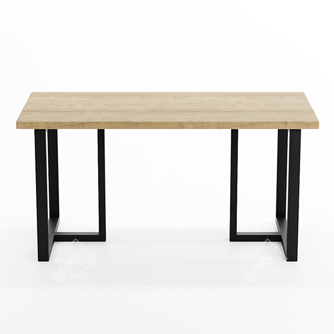 Industrial Oak Loft Table 3D model image 3