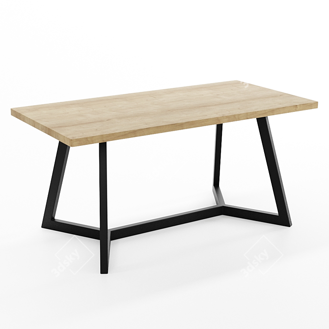 Industrial Oak Loft Table SP06 3D model image 1