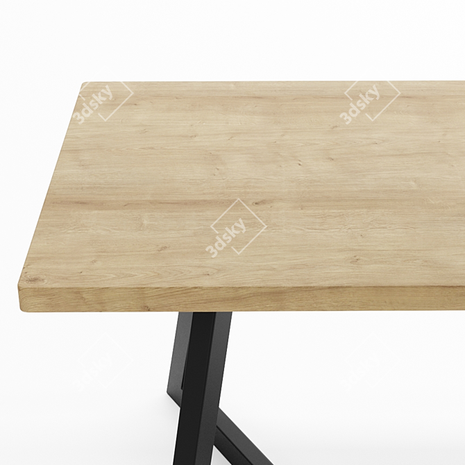 Industrial Oak Loft Table SP06 3D model image 2