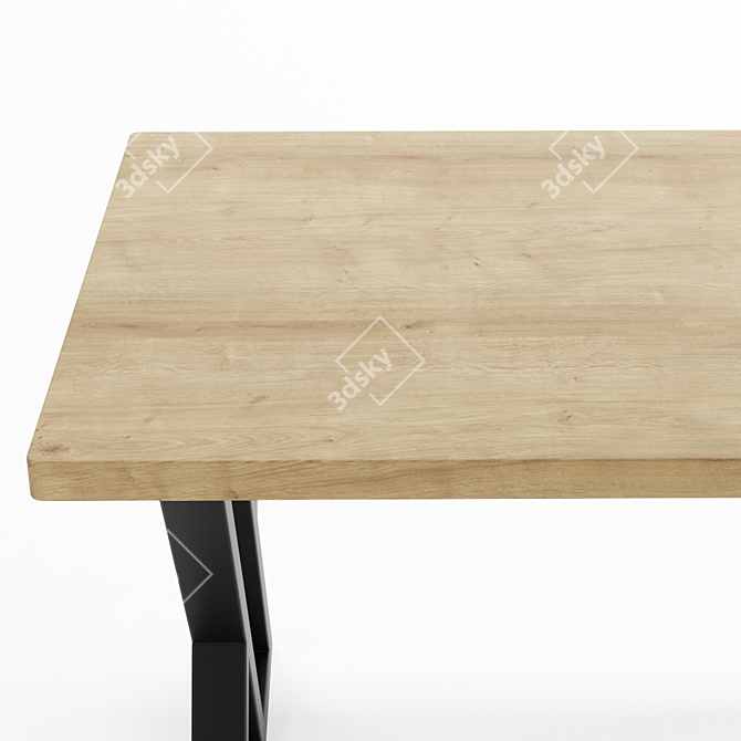 Industrial Oak Loft Table SP07 3D model image 2