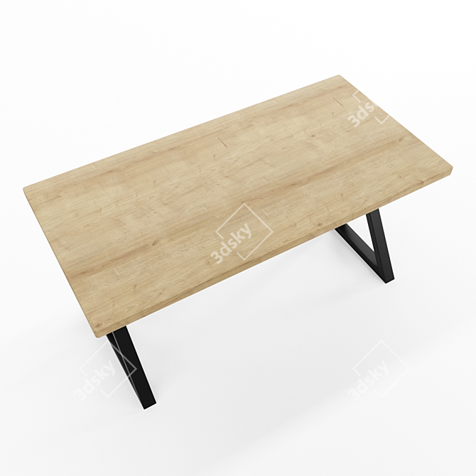 Industrial Oak Loft Table SP07 3D model image 4