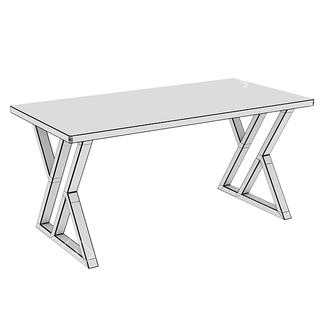 Industrial Oak Loft Table SP07 3D model image 5