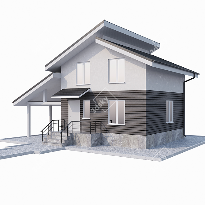 Cozy Two-Story Retreat 3D model image 3