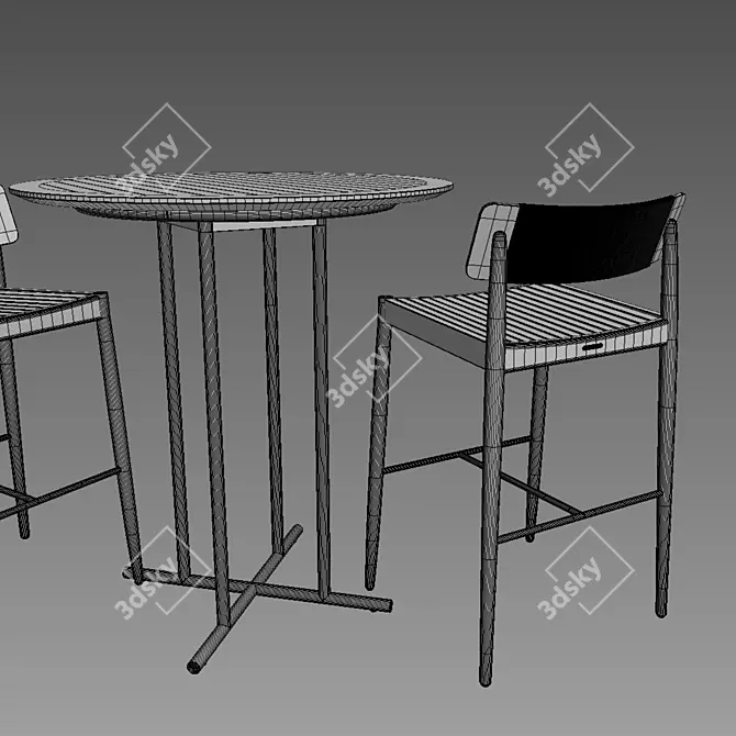 Gloster Whirl Table & Archi Bar Chair Set 3D model image 2