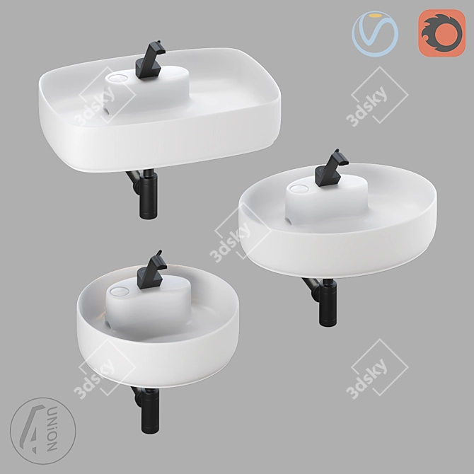 Sleek Round Washbasin 3D model image 1