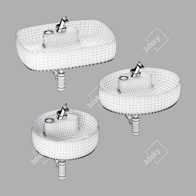 Sleek Round Washbasin 3D model image 2