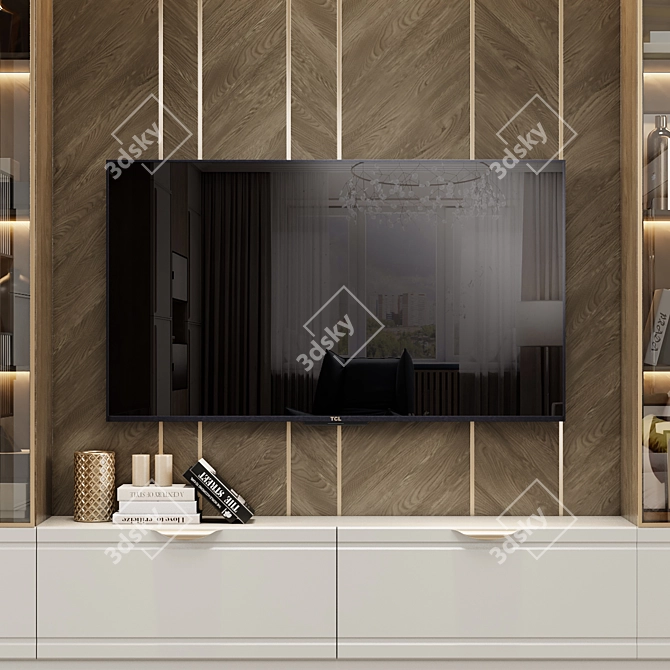 Elegant Neoclassical TV Wall 3D model image 2