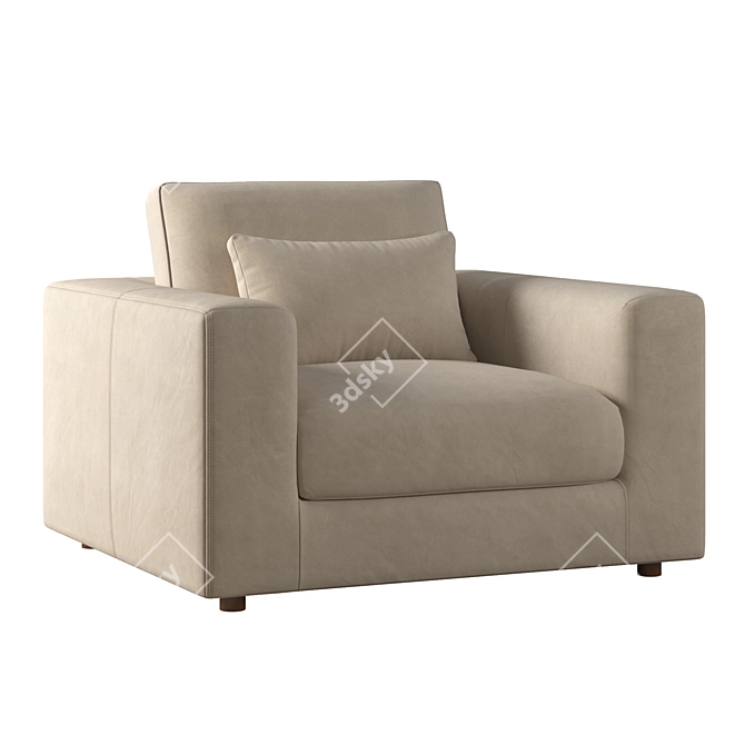 Elegant Rh Lugano Leather Chair 3D model image 1