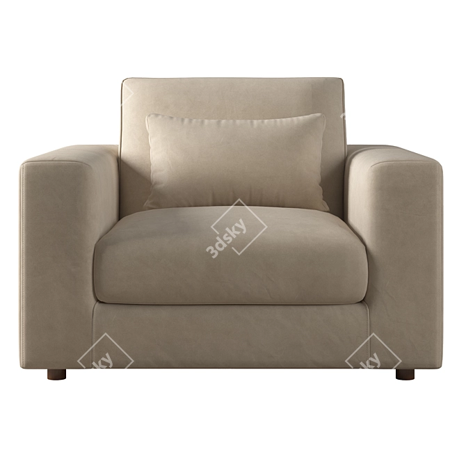 Elegant Rh Lugano Leather Chair 3D model image 3