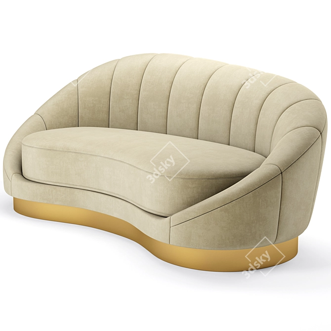 Luxurious Shelly Velvet Chaise - Meridian's Finest 3D model image 4