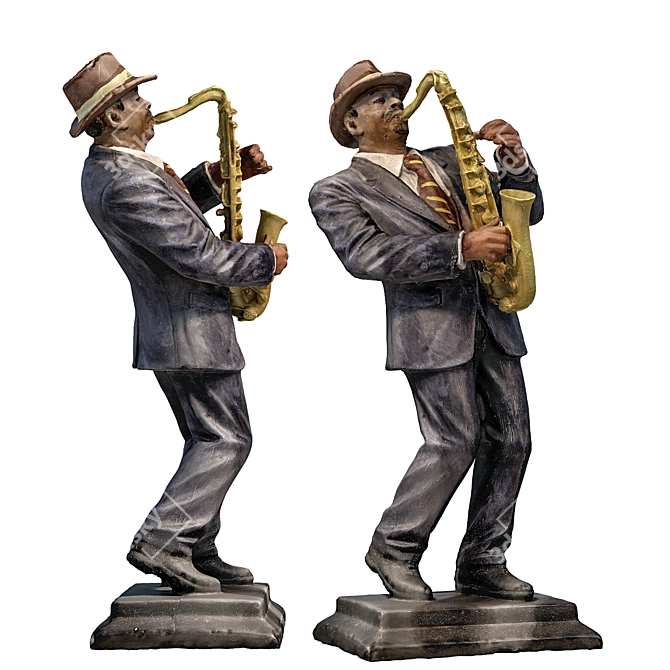 Elegant Saxophonist Figurine: Detailed 3D Model 3D model image 1