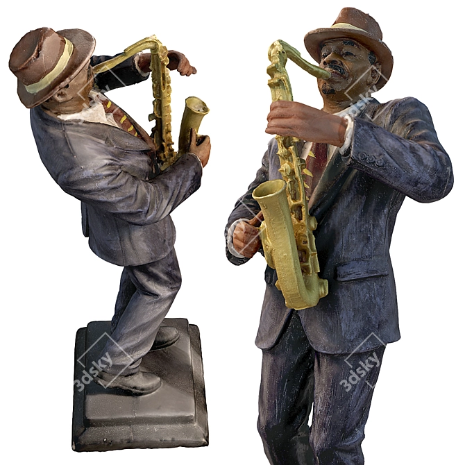 Elegant Saxophonist Figurine: Detailed 3D Model 3D model image 2