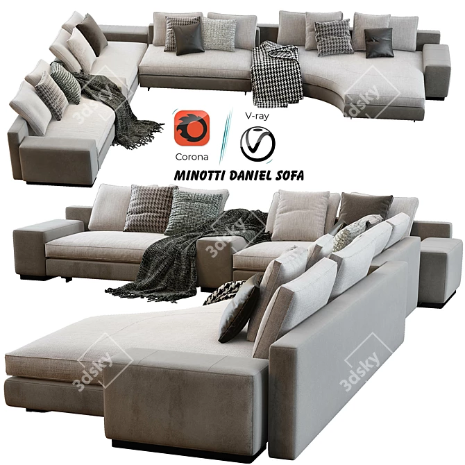 Modern Minotti Daniels Sofa: Exceptional Design for Your Space 3D model image 1