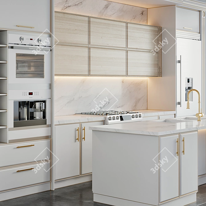 Modern Kitchen 3D Model 3D model image 3